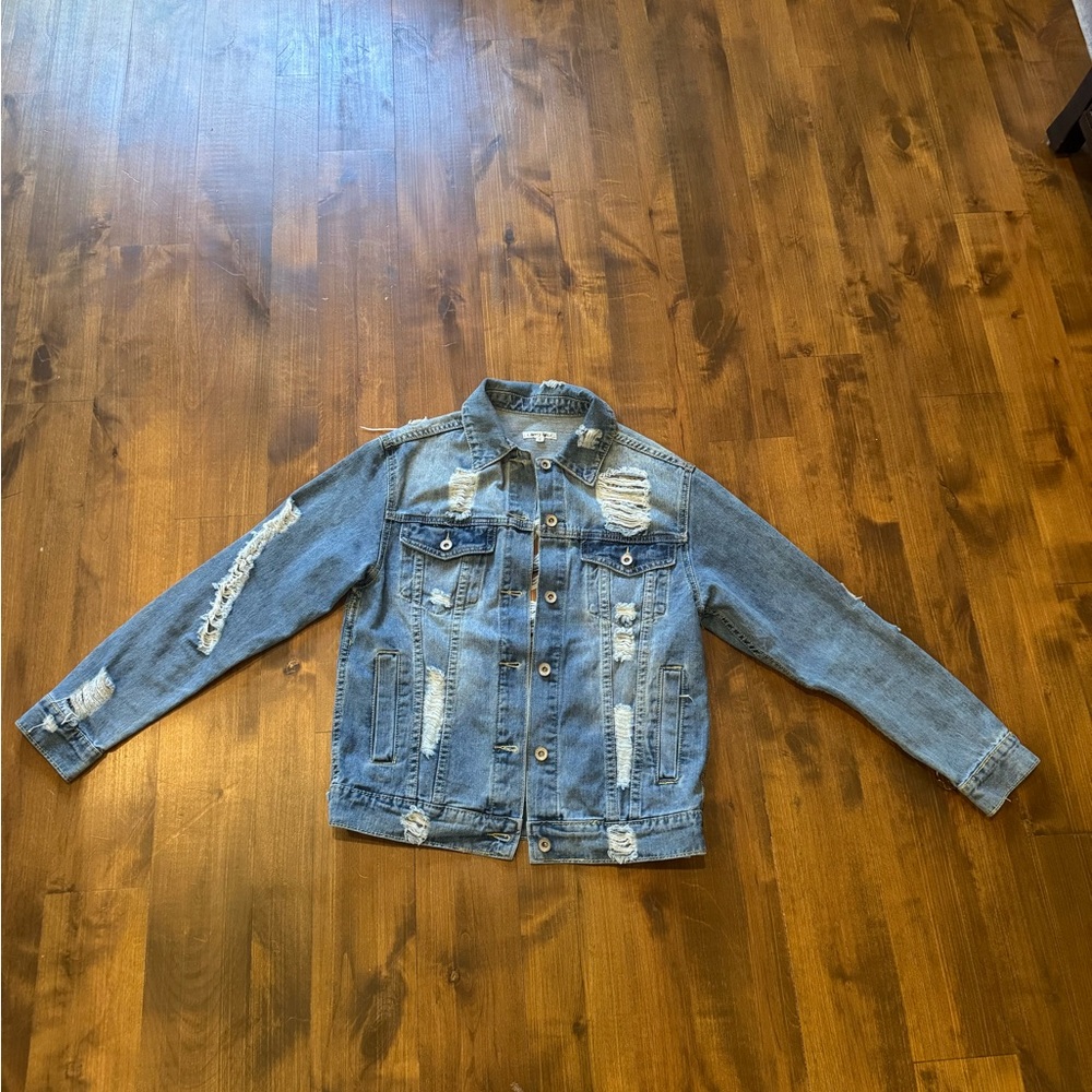 Guess Light Blue Distressed Jean Jacket